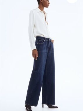 NWT H&M Wide Regular Dark Denim Blue Jeans